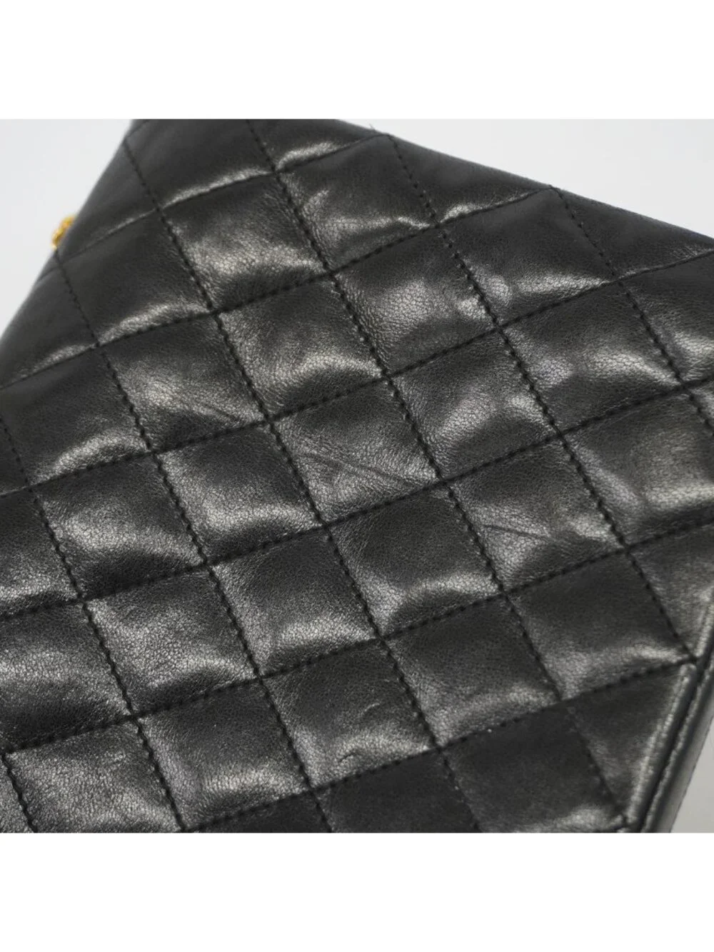 Chanel Shoulder Bag Quilted Lambskin Black Gold